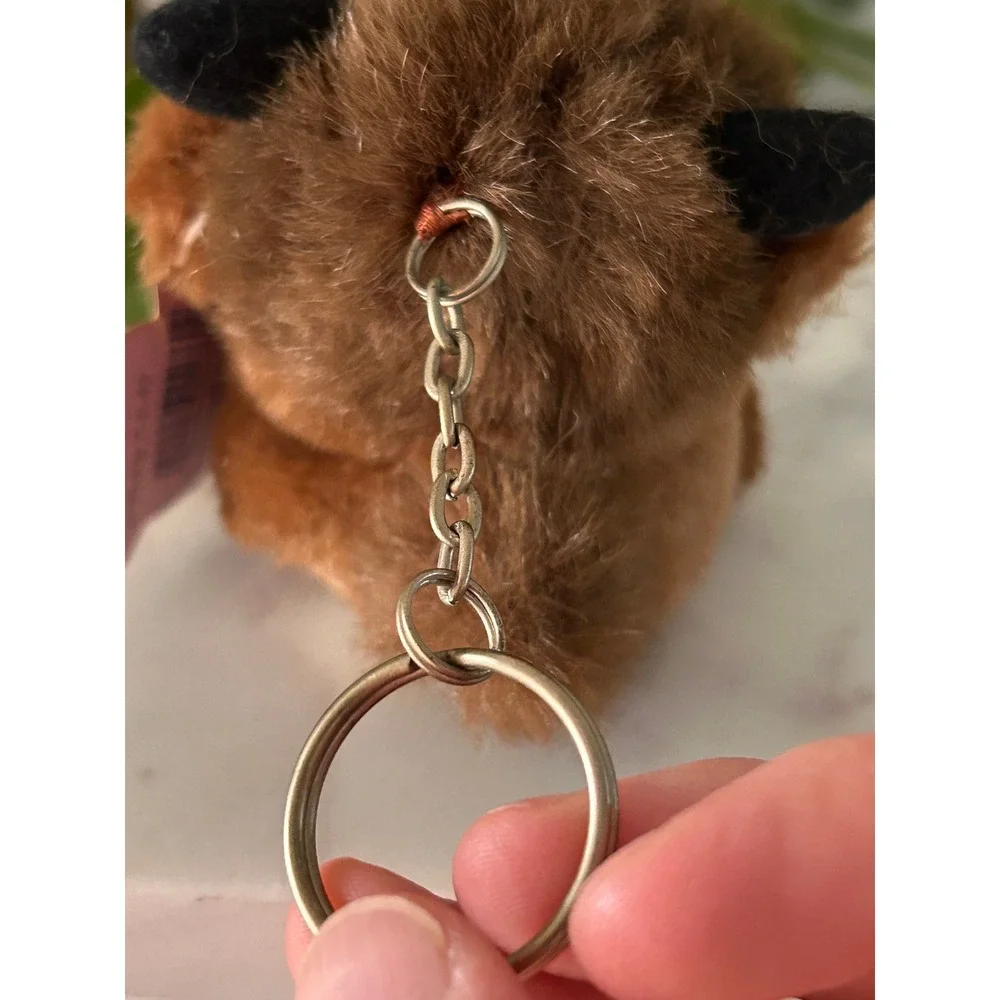 Vintage 1997 Puffkins Biff Buffalo Plush Keychain Swibco Brown Bison 6628-K